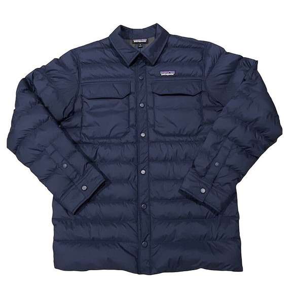 Patagonia Silent Down Shirt Jacket Mens S  Blue Puffer Snap Front Insulated READ - Picture 1 of 10